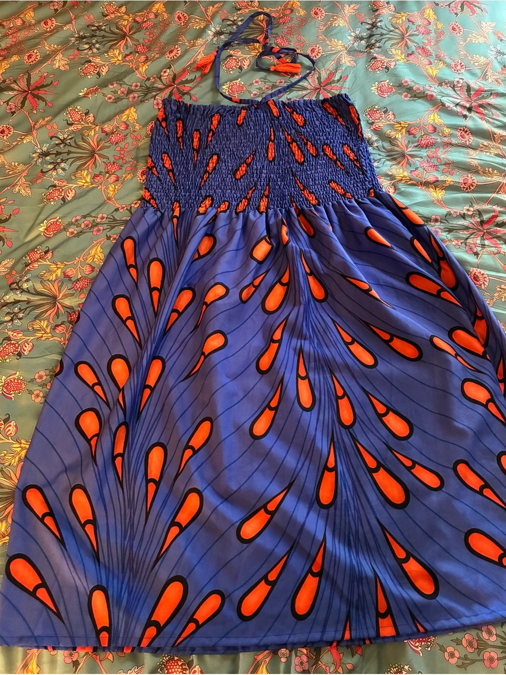 Colorful Smocked Halter Style Dress!